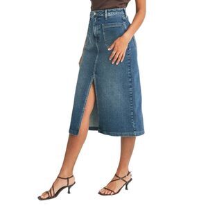 Just Black Denim Utility Pocket Midi Skirt